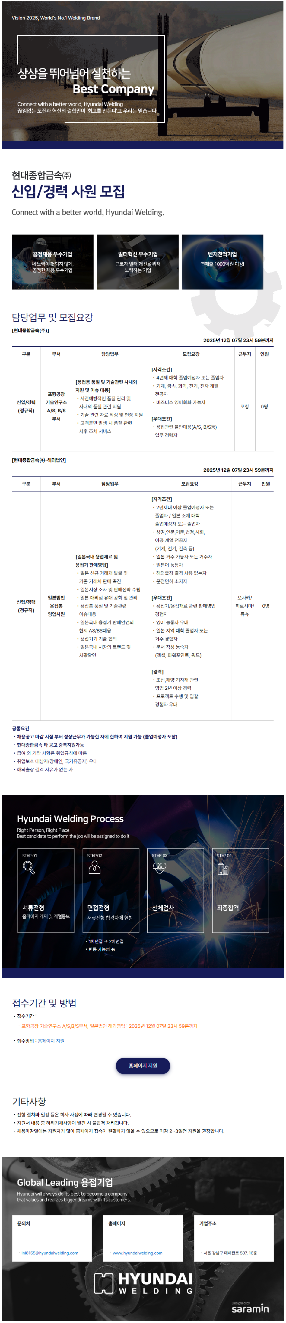 [현대종합금속] 신입/경력사원 모집