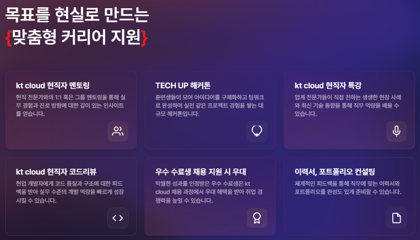 대기업 채용우대형 부트캠프, kt cloud 입사 기회 꼭 잡으세요. 100%국비지원 실시간 온라인 비대면 취업교육