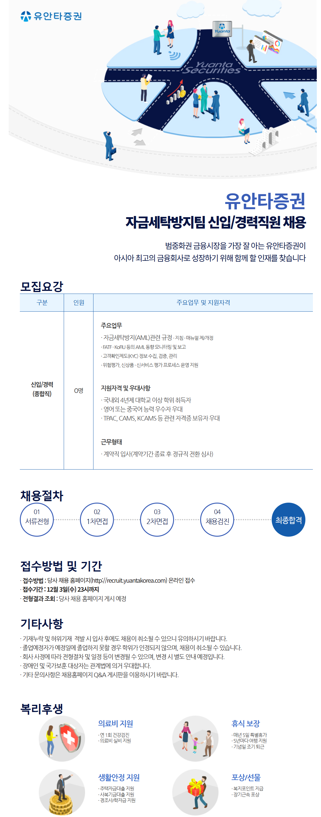 [유안타증권] 자금세탁방지팀 신입/경력직원 채용