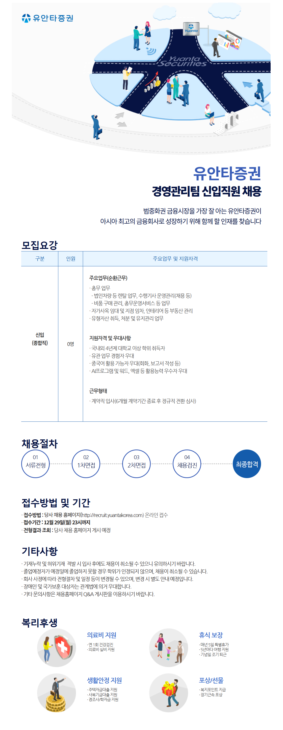 [유안타증권] 경영관리팀 신입직원 채용
