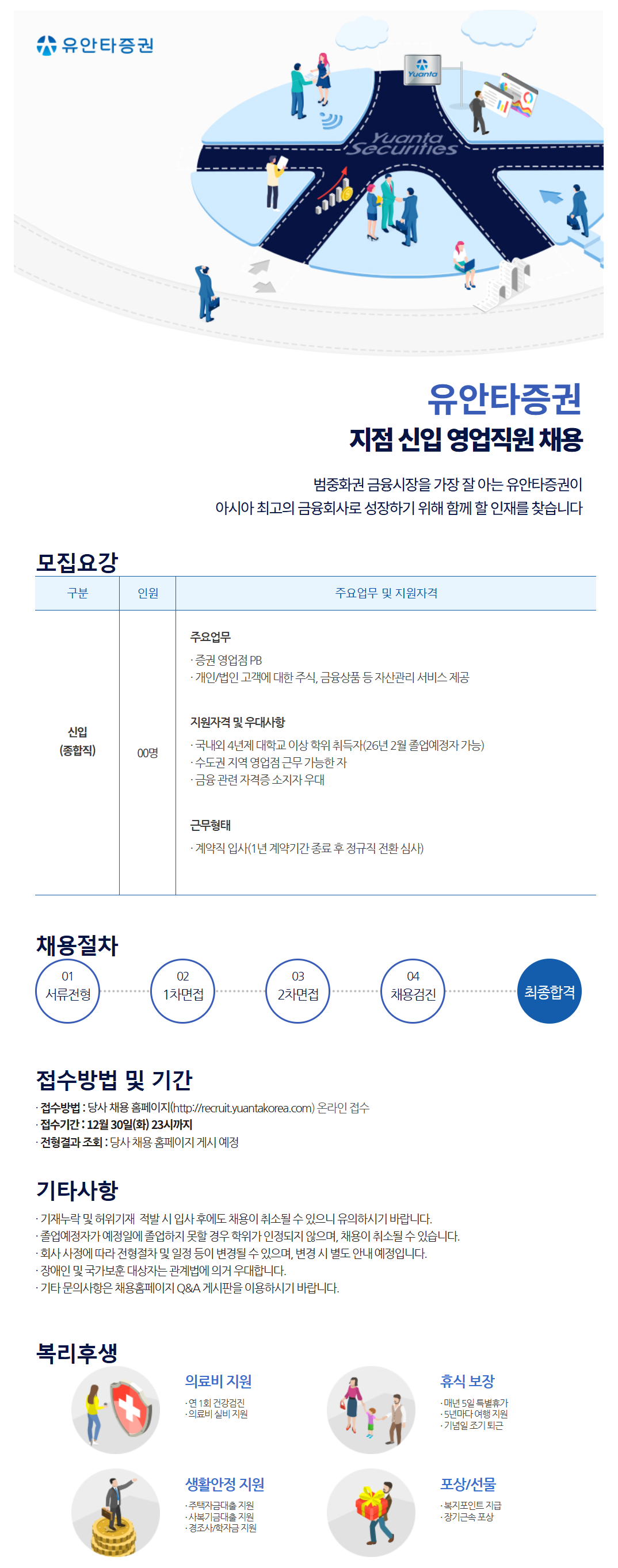 [유안타증권] 지점 신입 영업직원 채용