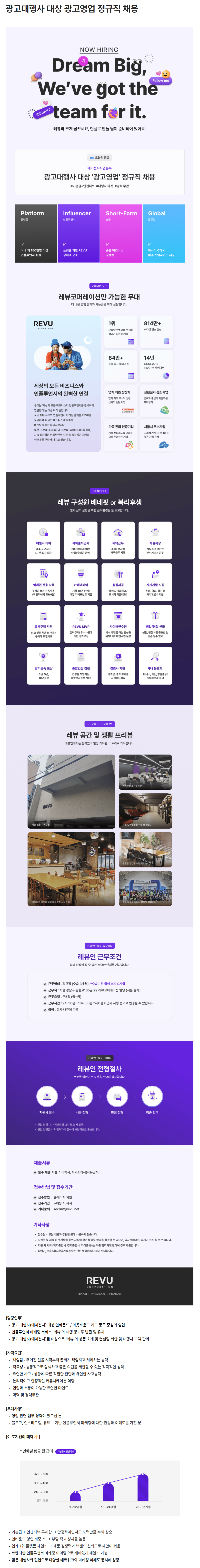 [레뷰코퍼레이션] 광고대행사 대상 광고영업 정규직 채용