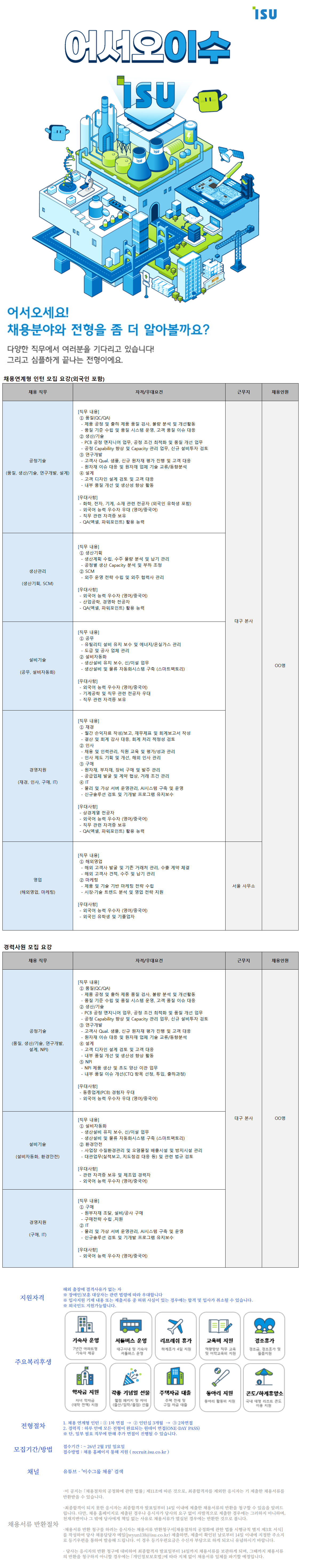 [이수페타시스] 2026년 생산관리(생산기획, SCM)  채용(채용연계형 인턴)(외국인 포함)