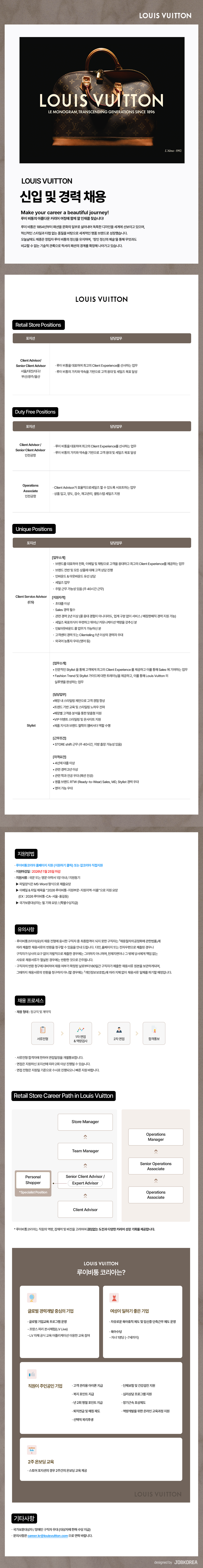 [루이비통코리아] 2026 LOUIS VUITTON 채용(신입/경력)