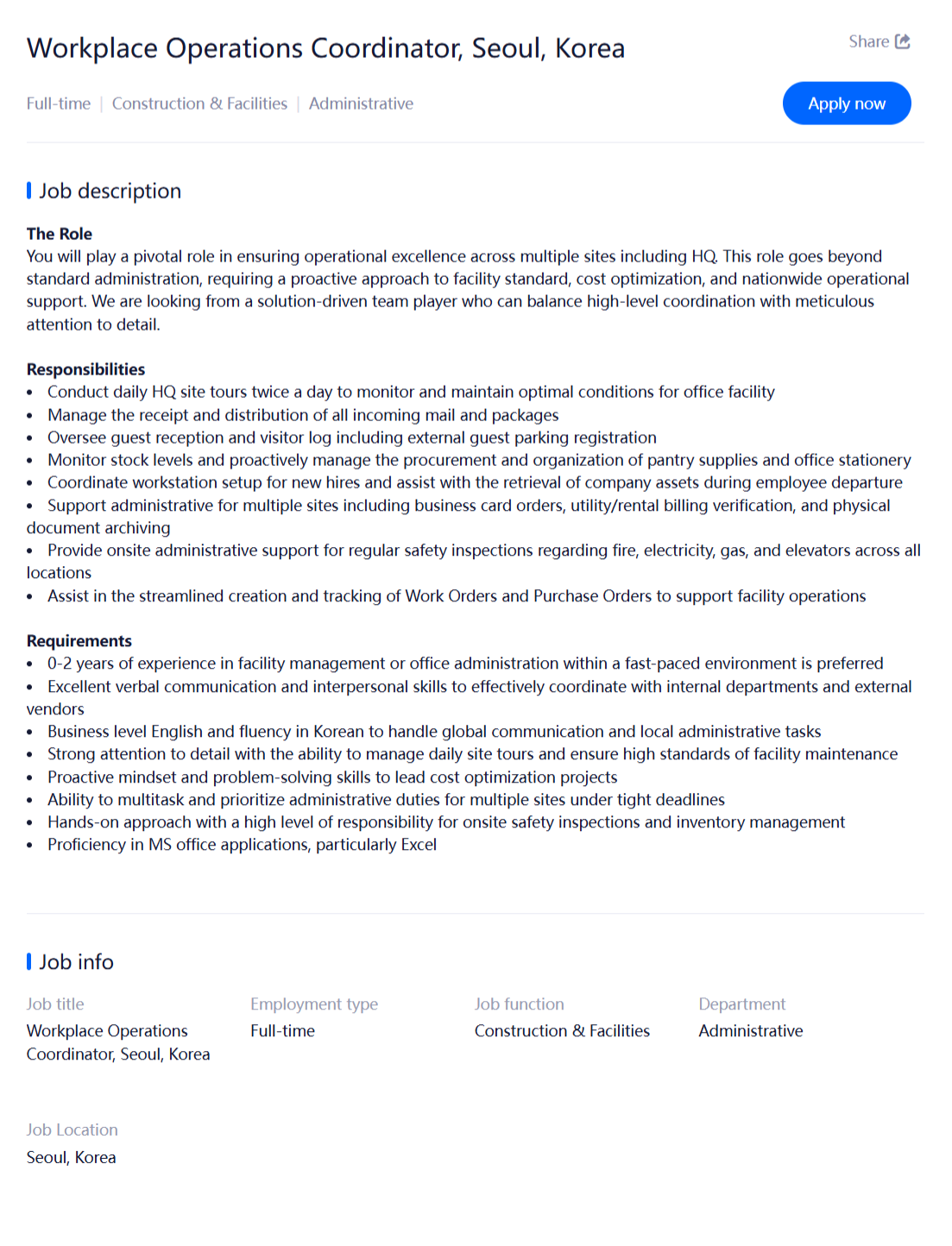 [TESLA] 테슬라코리아 채용(Backoffice 사무 및 IT부문)