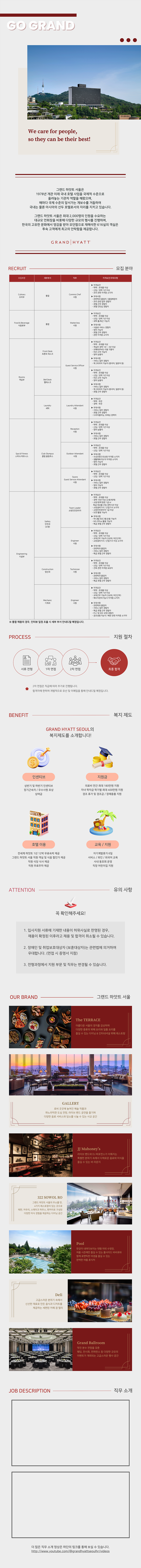 [그랜드하얏트서울] 부문별 신입 및 경력 채용
