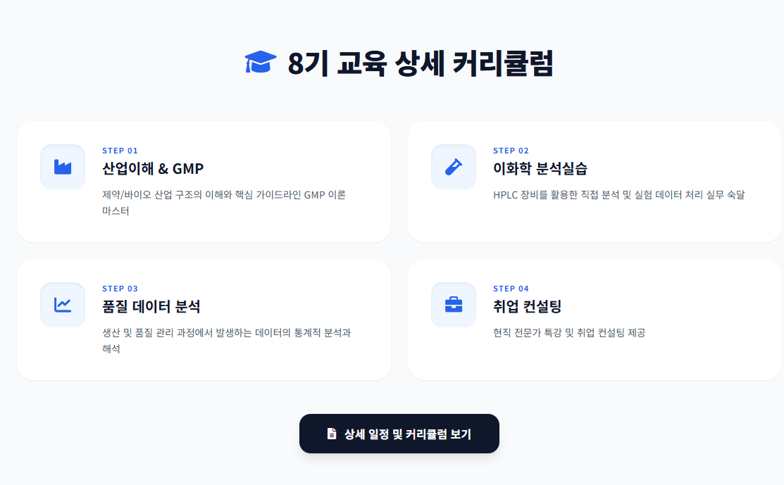 제약바이오 품질 및 데이터 분석 전문가 과정 8기 모집