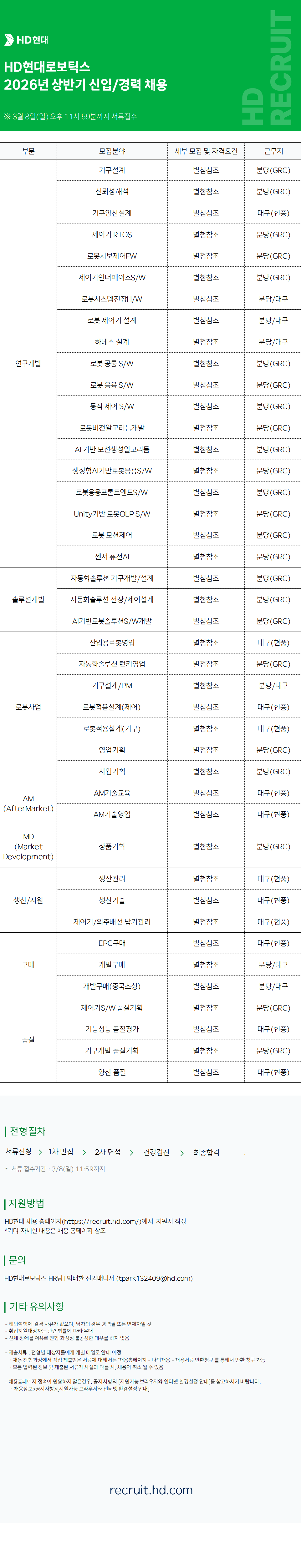 [HD현대로보틱스] 2026년 상반기 신입/경력 채용