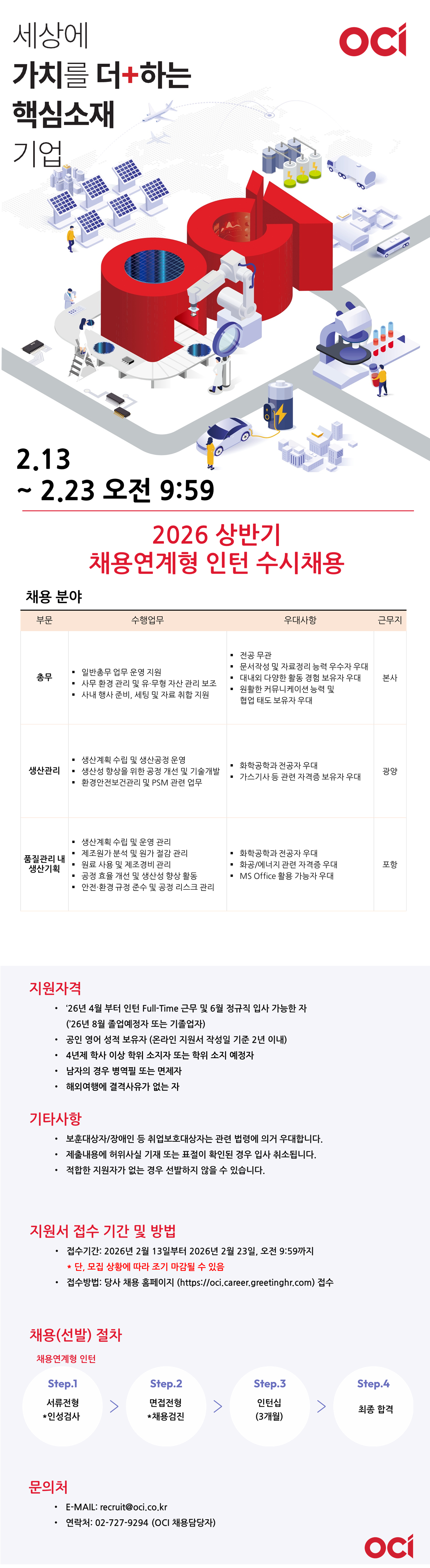 [OCI] 2026 상반기 채용연계형 인턴 수시채용