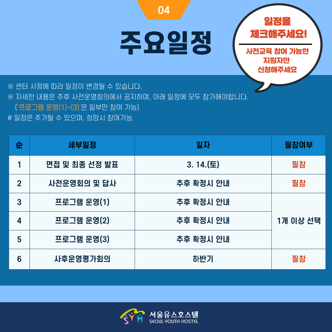 시립서울유스호스텔 미션서포터즈 모집