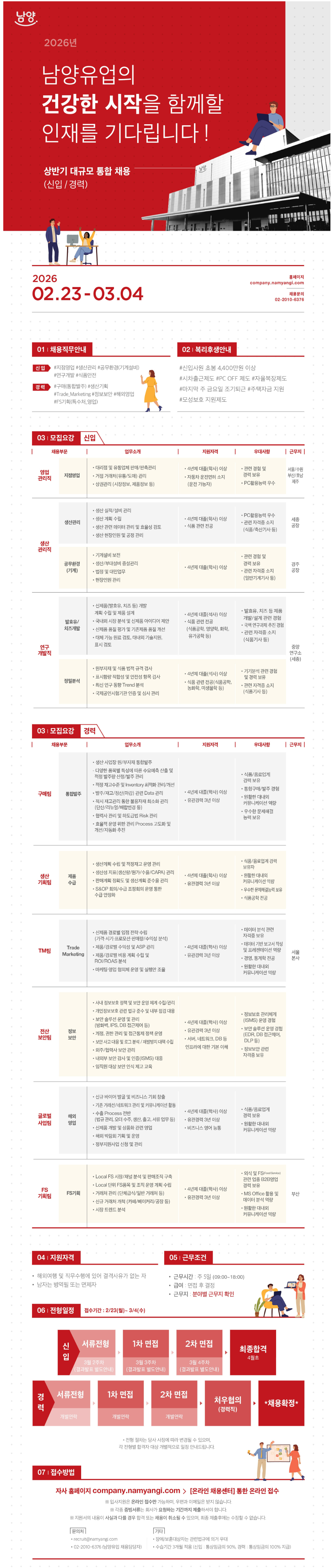 [남양유업] 2026 상반기 대규모 통합 채용(신입/경력)
