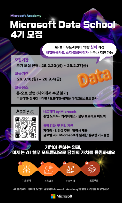 [마이크로소프트] Microsoft AI School 10기,  Microsoft Data School 4기