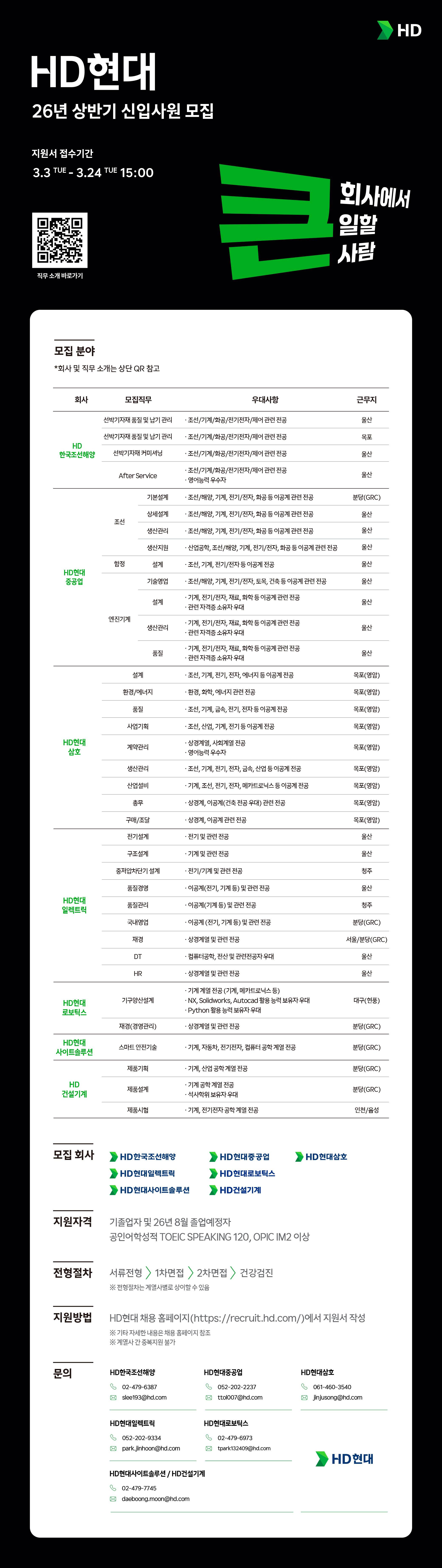 [HD현대] 2026년 상반기 신입사원 채용 (~03/24)