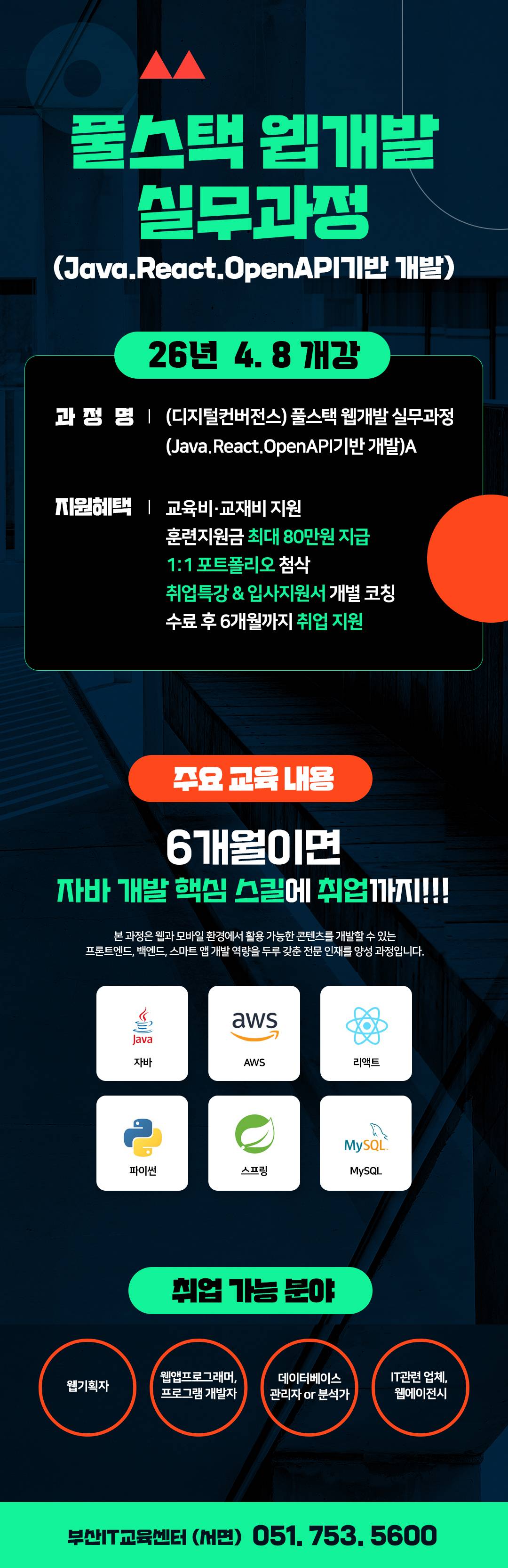 풀스택 웹개발 실무과정(Java.React.OpenAPI기반 개발)A