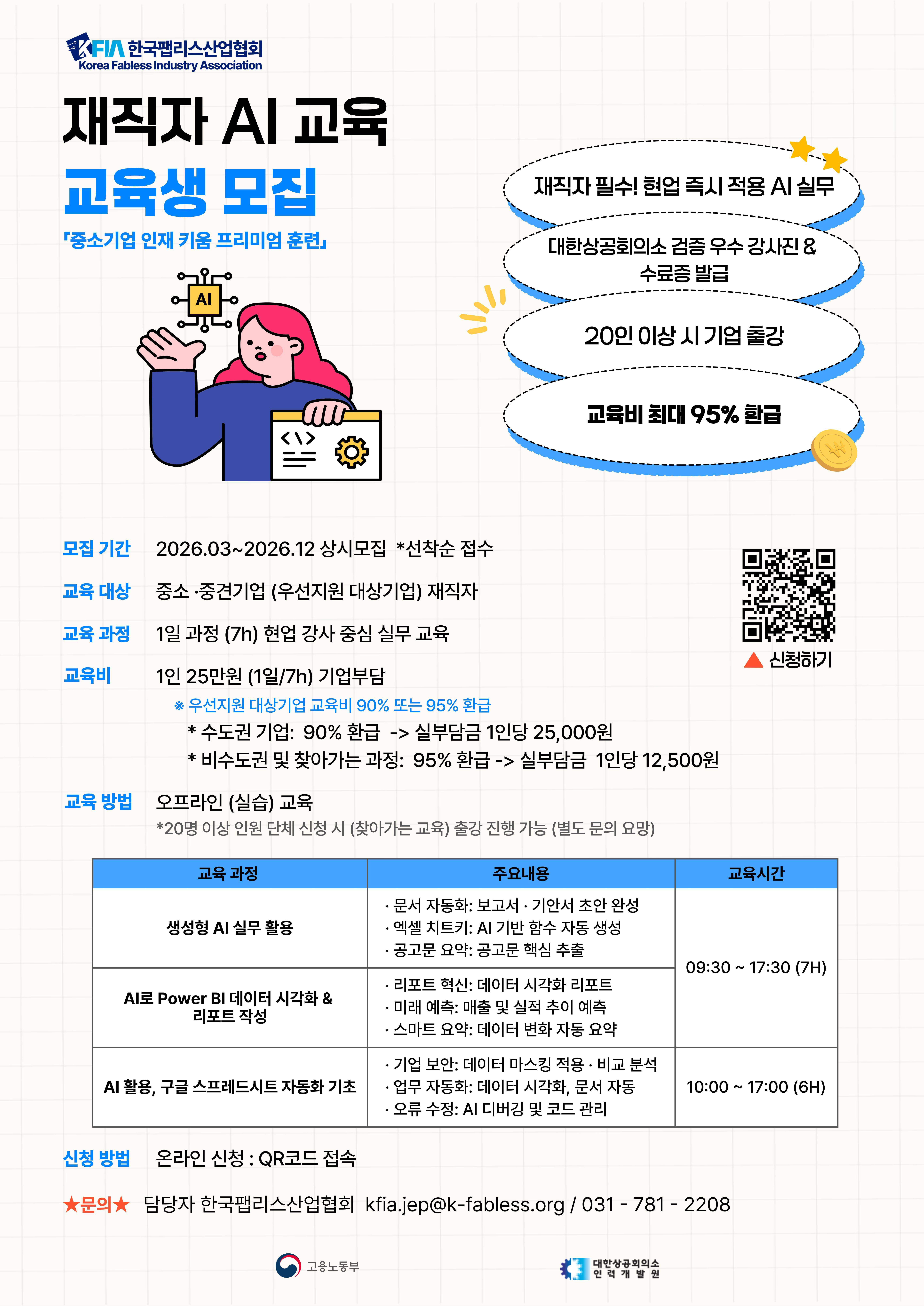 [한국팹리스산업협회] 보고서·기안서 초안 5분 컷! 생성형 AI 실무 활용 교육 (최대 95% 환급)