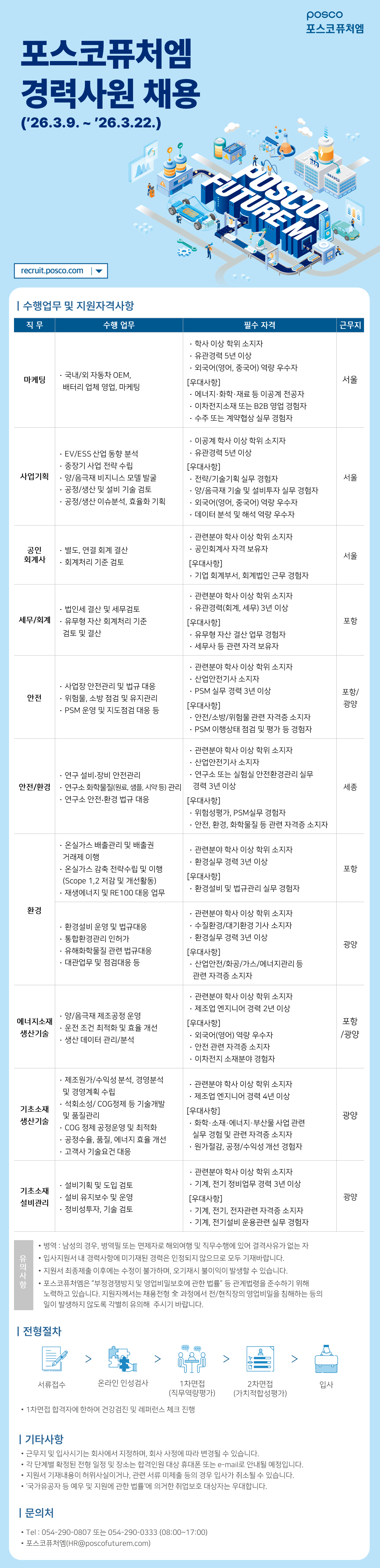 ​[포스코퓨처엠] 2026년 경력사원 채용