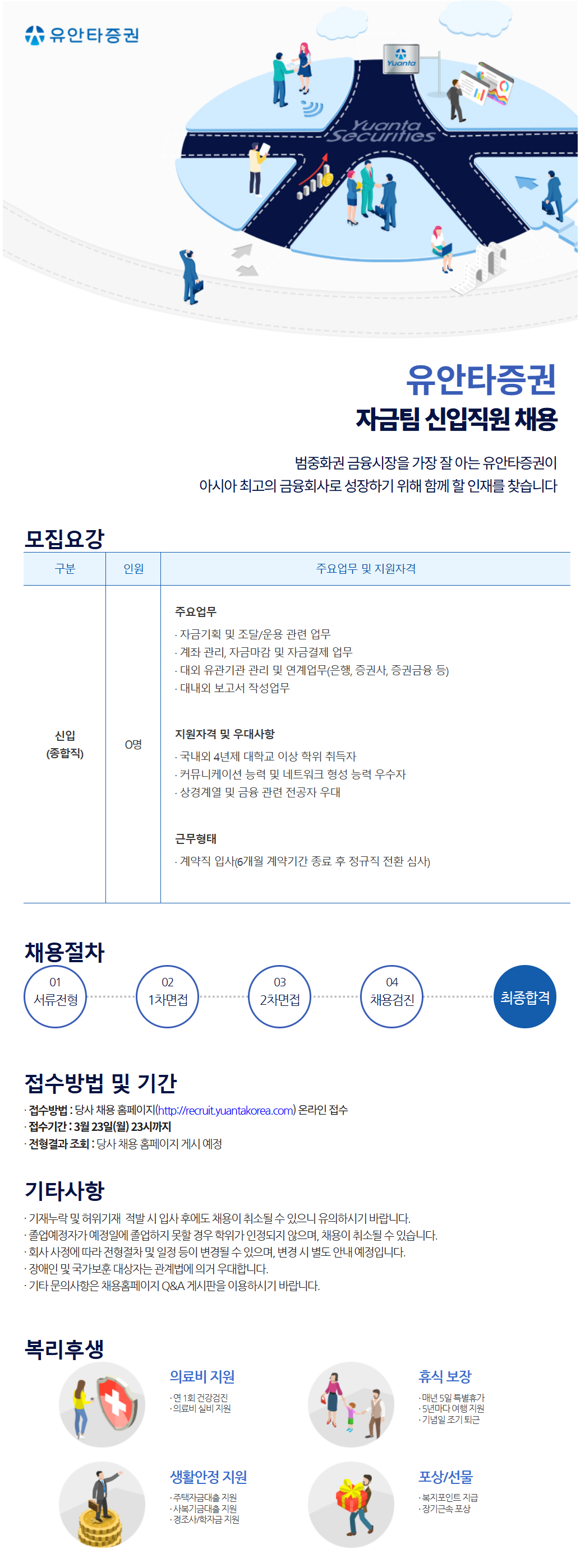[유안타증권] 자금팀 신입직원 채용