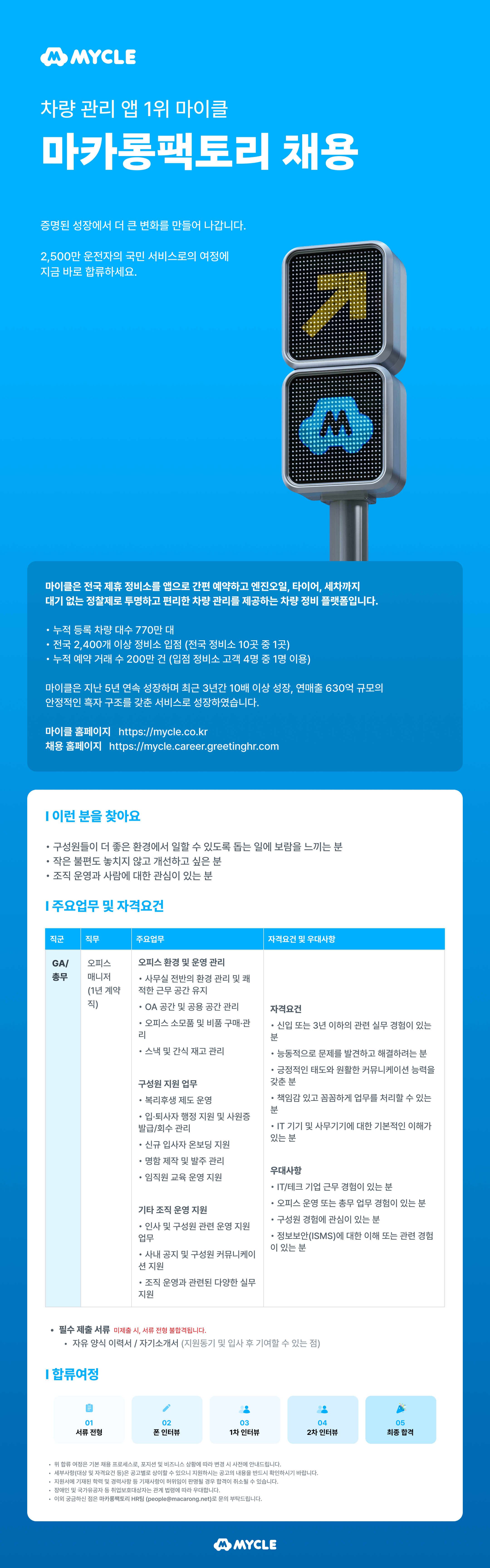 차량 관리 앱 1위 '마이클' 오피스 매니저 (1년 계약직)