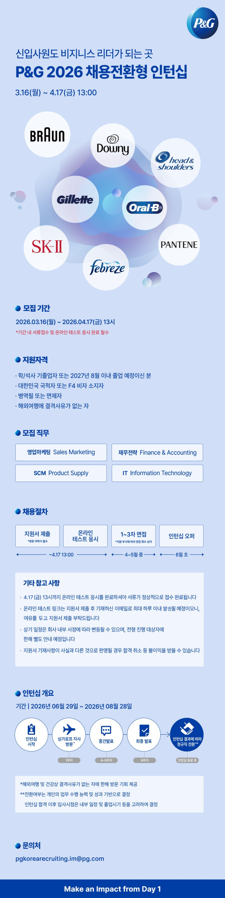 [한국피앤지] P&G 2026 채용전환형 인턴십