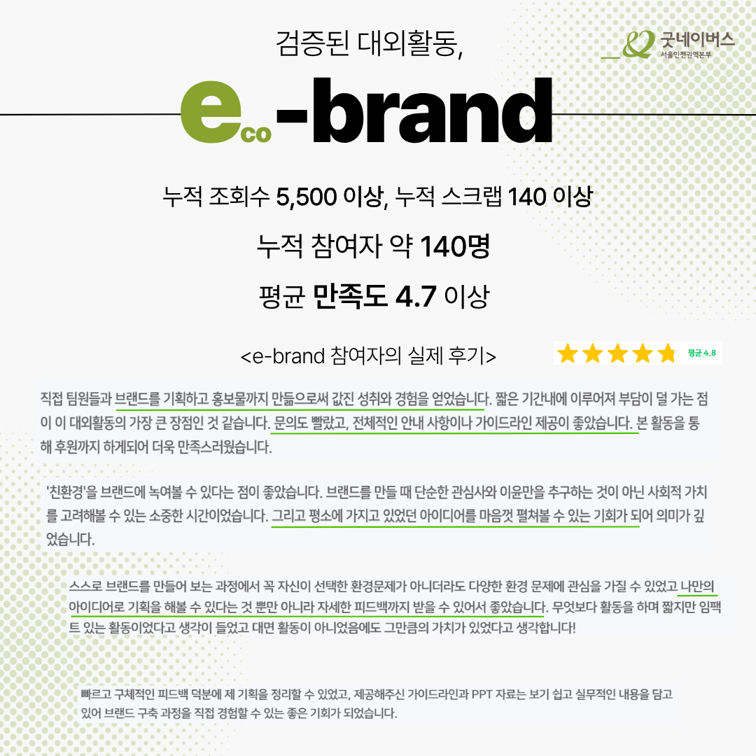 [굿네이버스] ★유일무이 브랜드 구축 대외활동★, e-brand 4기 모집