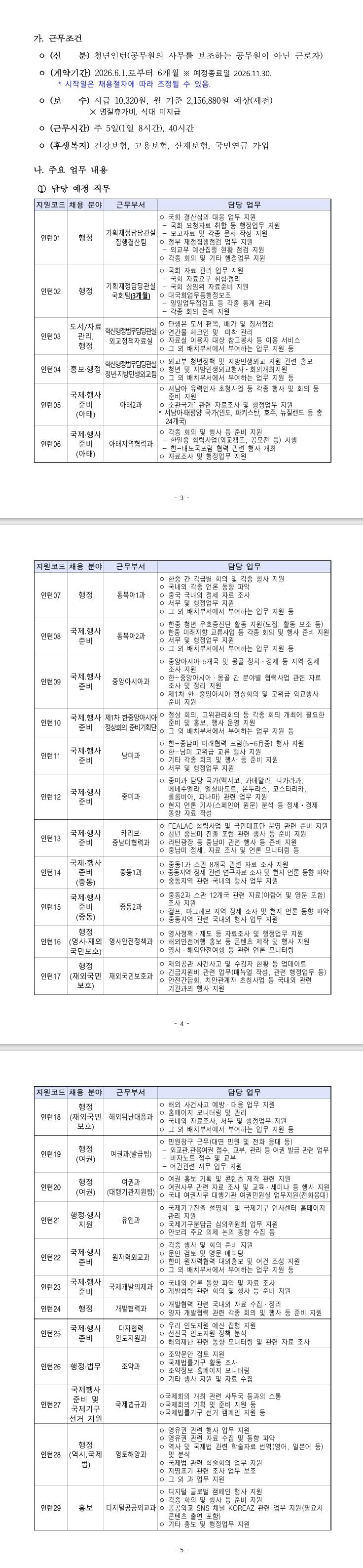 [외교부] 2026년 제1차 외교부 청년인턴 채용공고