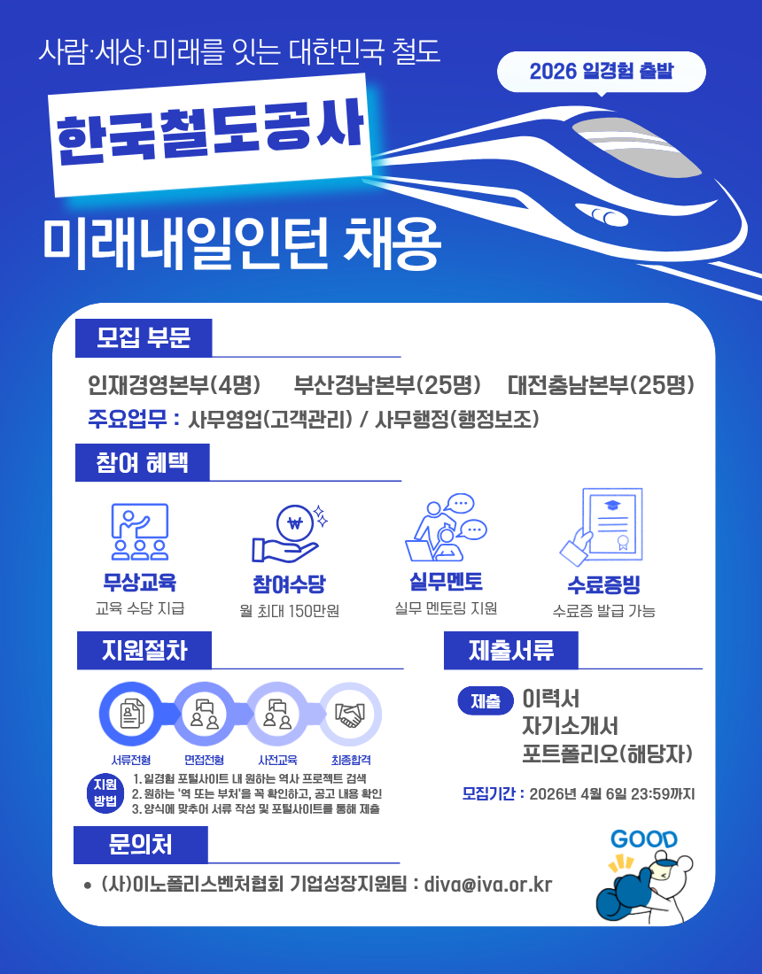 [한국철도공사] 미래내일일경험 인턴 모집