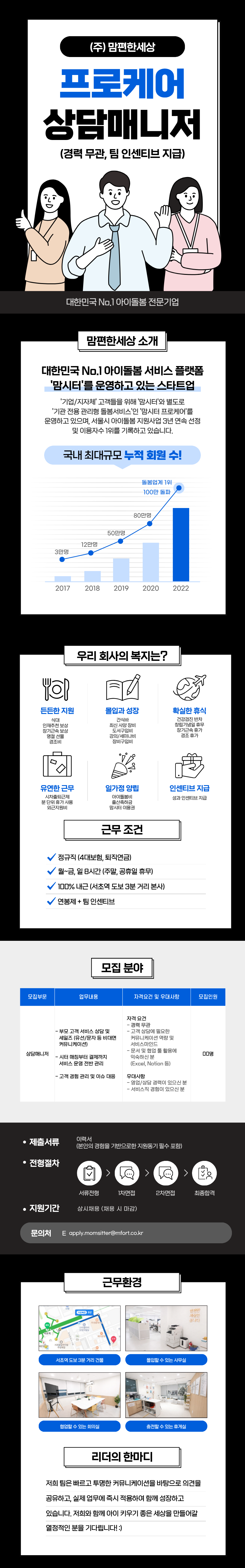 맘편한세상 본사 상담매니저 프로케어 부문 모집 안내 (영업/CS/인바운드)
