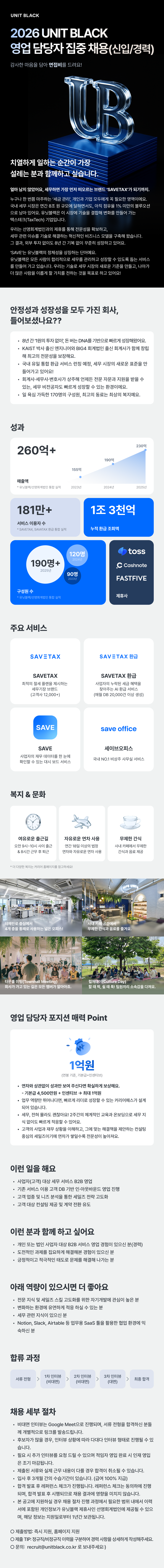 [유닛블랙] [기본급 4,500만원/인센별도] 영업 담당자 (신입/경력)