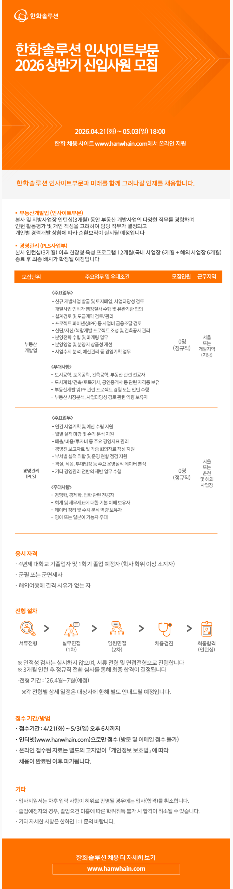 [한화솔루션] 한화솔루션 인사이트부문 2026 상반기 신입사원 모집