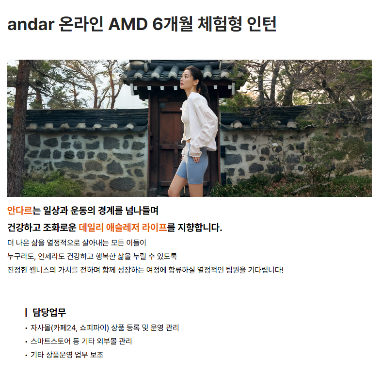 andar 온라인 AMD 6개월 체험형 인턴 채용