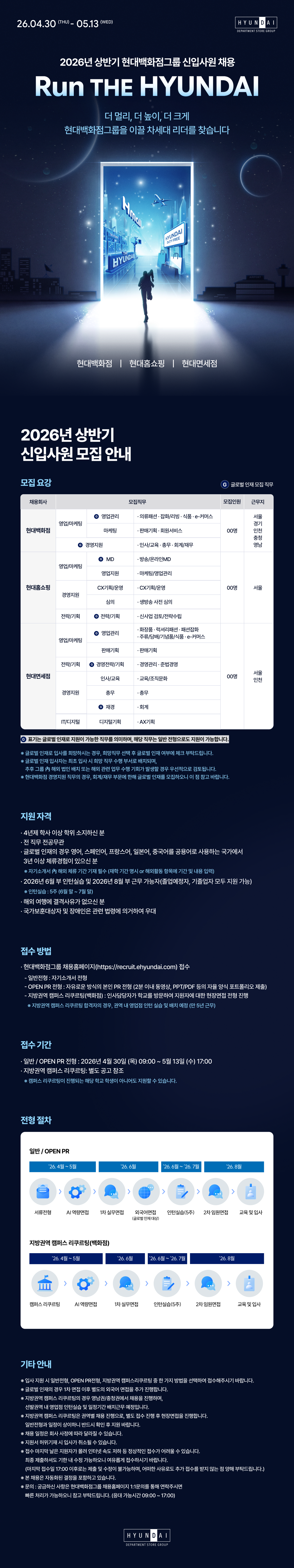 [현대백화점그룹] 2026년 상반기 신입사원 채용 안내