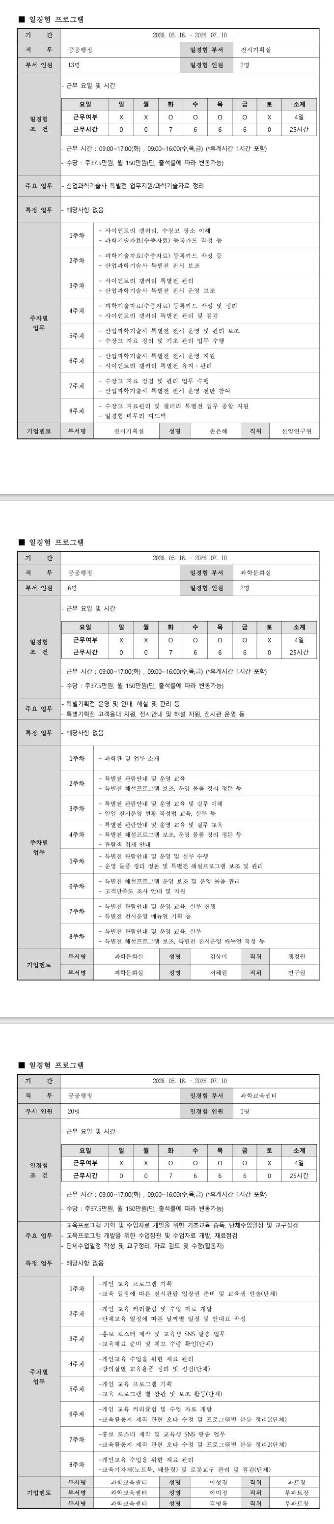 [국립대구과학관] 공공행정직무 2기 일경험