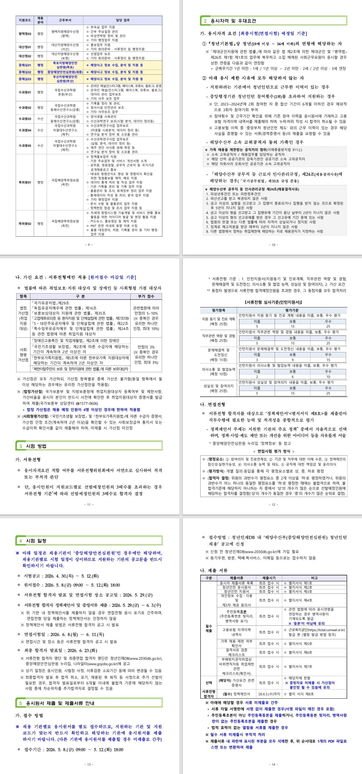[해양안전심판원] 2026년 제2차 해양수산부(해양안전심판원) 청년인턴 채용 공고