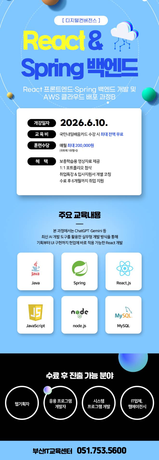 React 프론트엔드·Spring 백엔드 개발 및 AWS 클라우드 배포 과정B(~6/16)