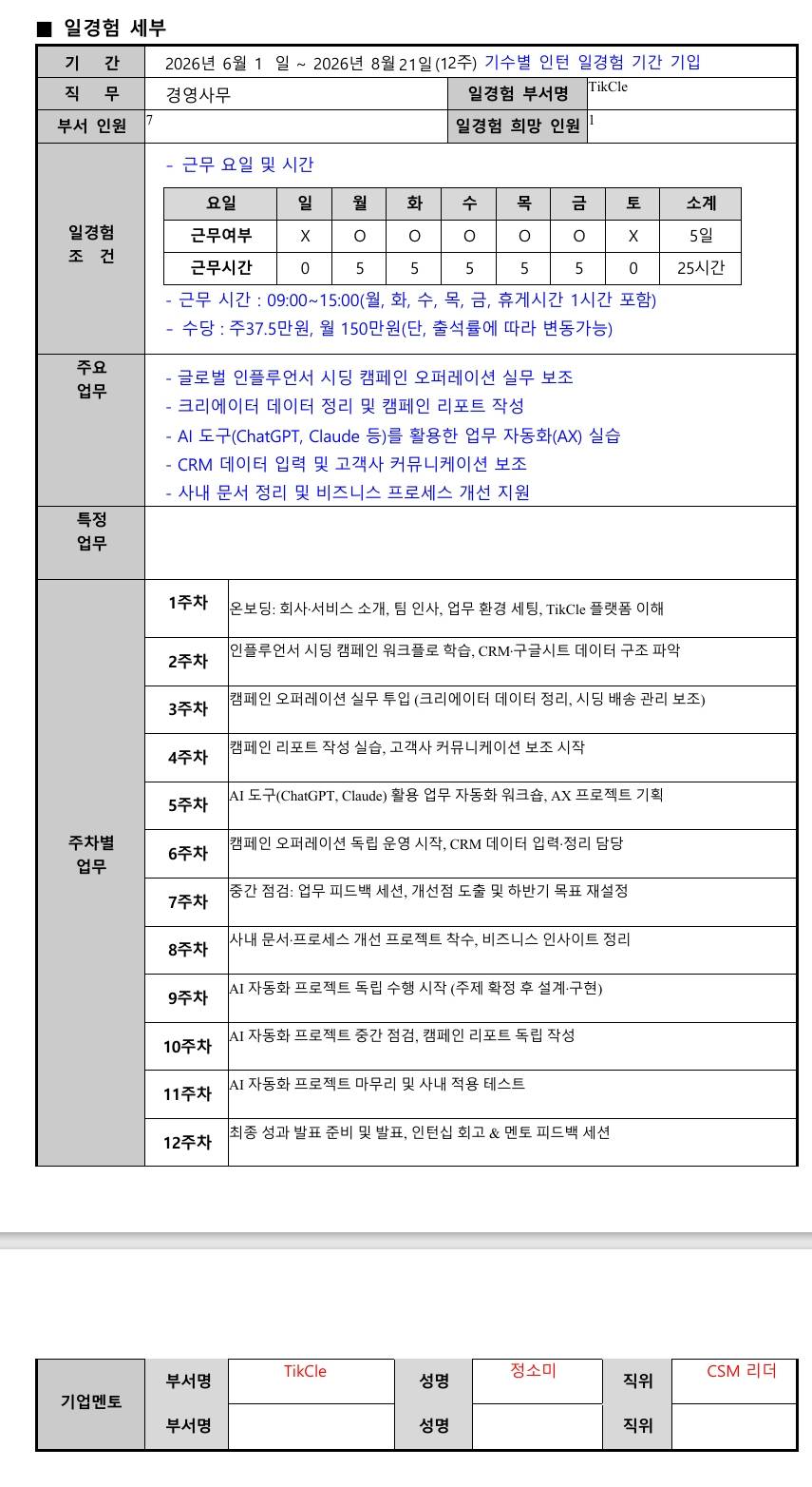 [새벽네시] 미래내일 일경험(제로인턴) 3기 - 경영사무