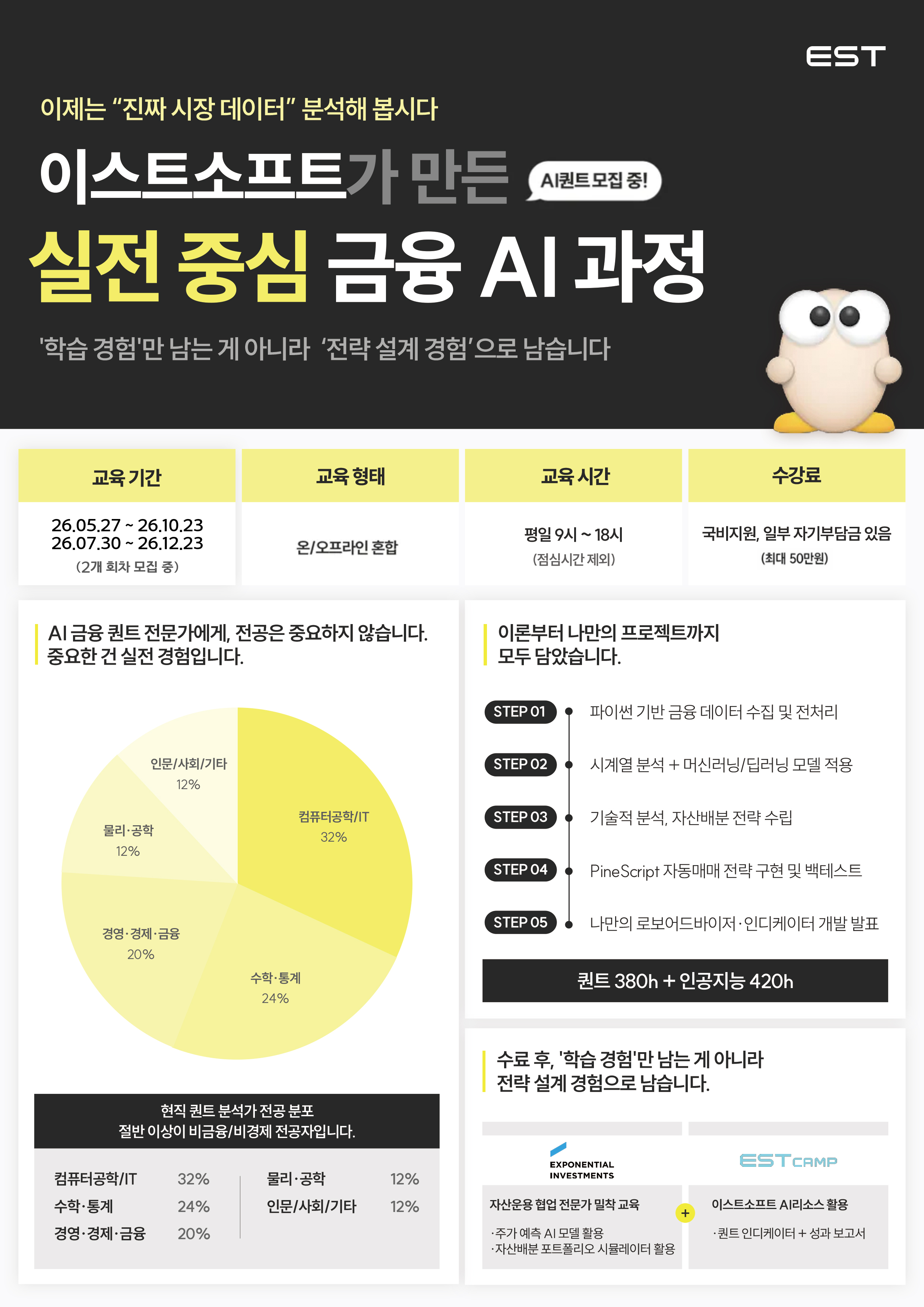 이스트소프트 AI퀀트-4기 융합_[이스트캠프] AI 퀀트(금융, 인공지능) / 비 수도권 100% 비대면 수업 가능 / 선착순 마감