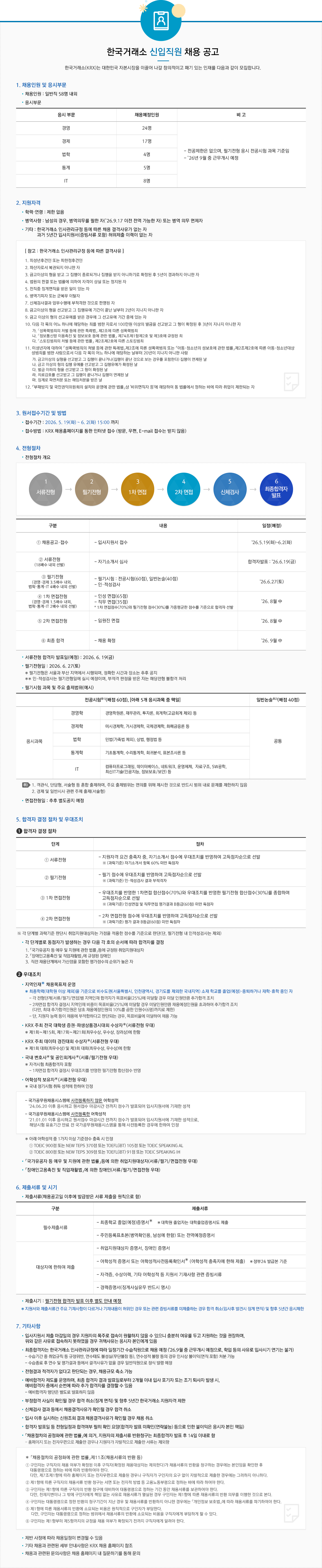 [한국거래소] 신입직원 채용 공고