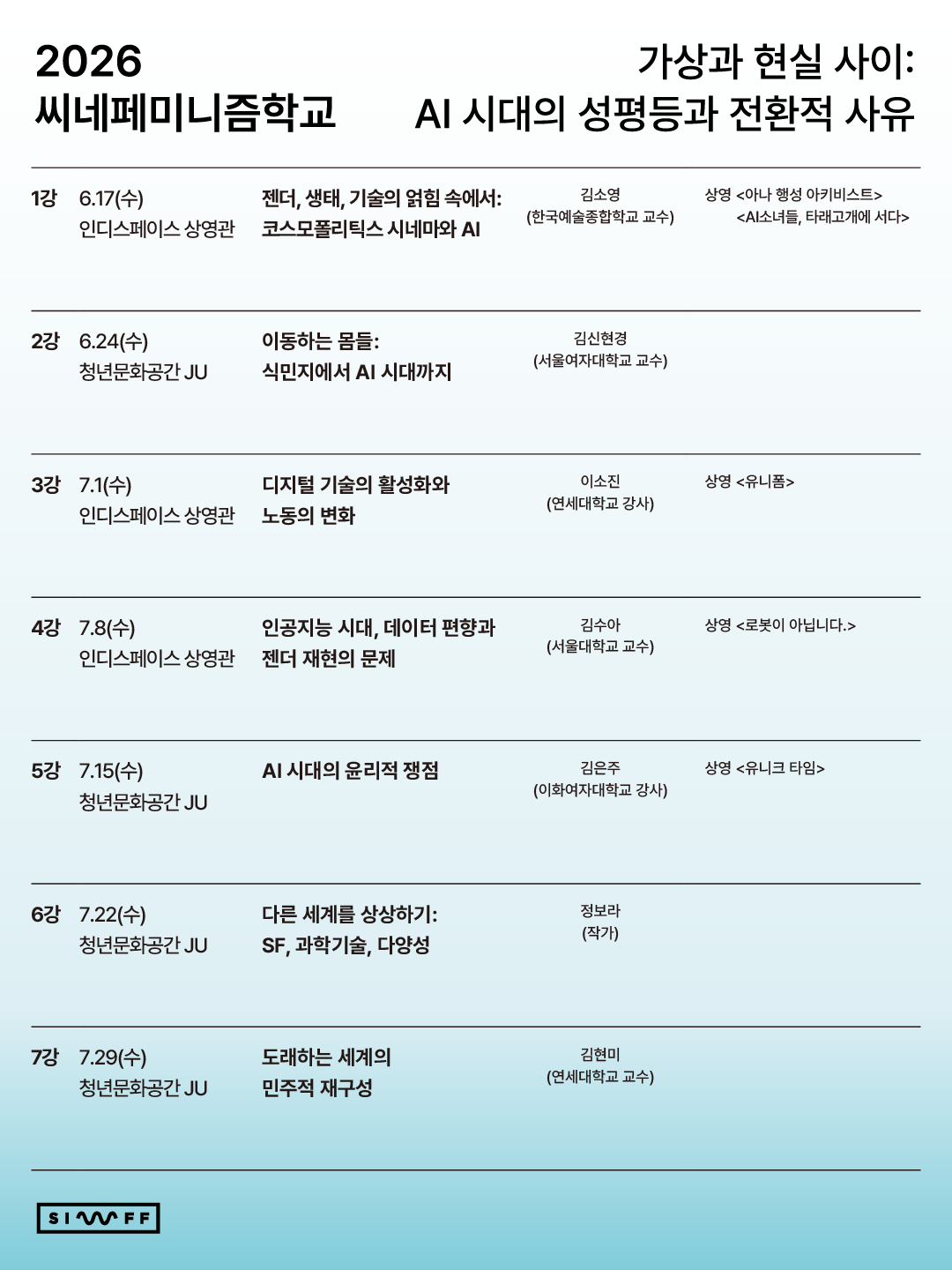 <2026 씨네페미니즘학교> 가상과 현실 사이: AI 시대의 성평등과 전환적 사유