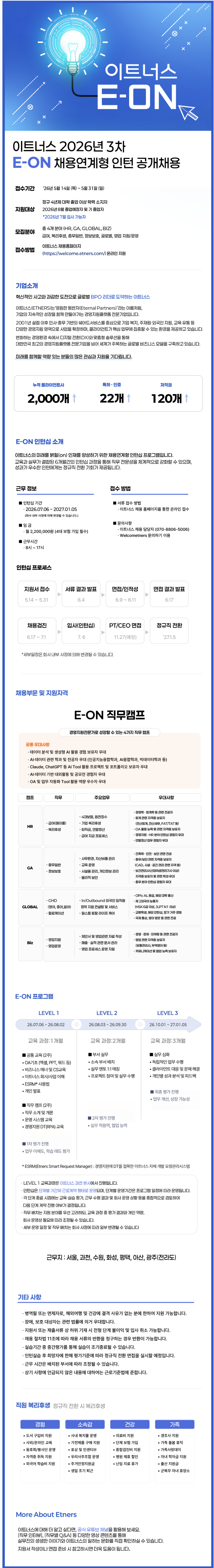 [이트너스] 2026년 3차 E-ON 채용연계형 인턴 모집