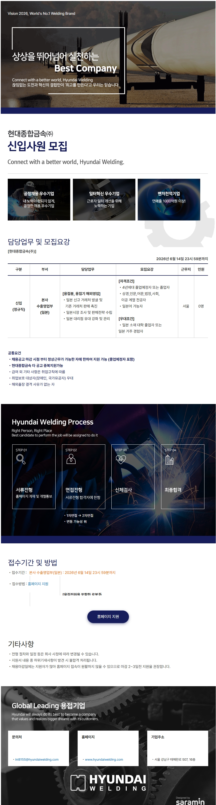 [현대종합금속] 본사 수출영업부(일본) 신입사원 모집