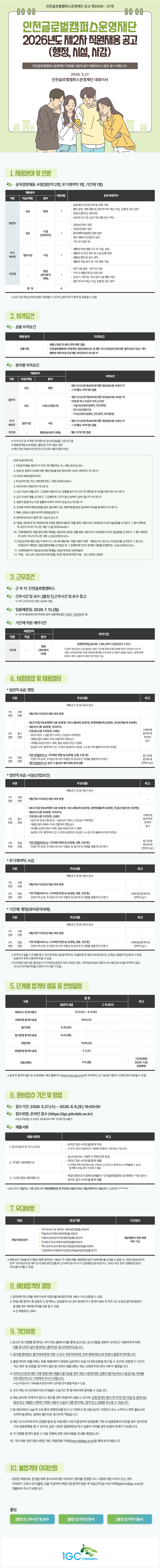 [인천글로벌캠퍼스운영재단] 2026년도 제2차 직원채용 공고