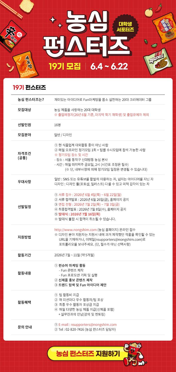 농심 대학생 서포터즈 ‘펀스터즈’