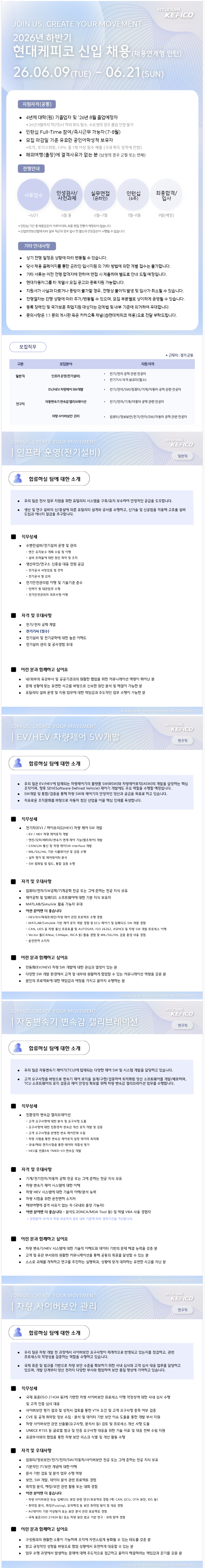 [현대케피코] 2026년 하반기 신입 채용 (채용연계형 인턴)