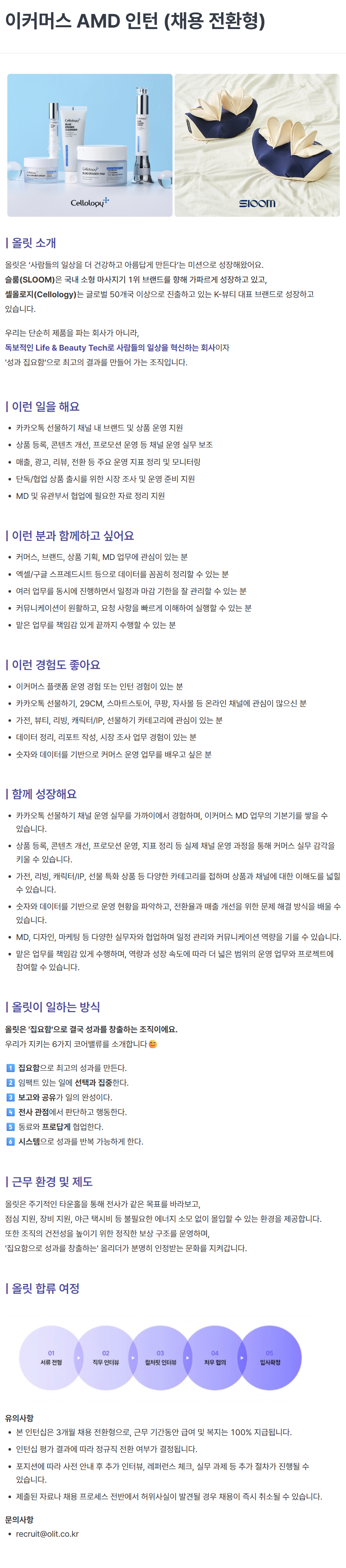 [올릿] 이커머스 AMD 인턴 (채용 전환형)