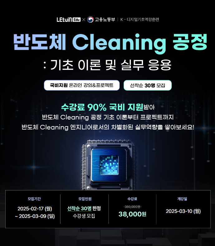 반도체 Cleaning 공정: 기초이론 및 실무응용  11기