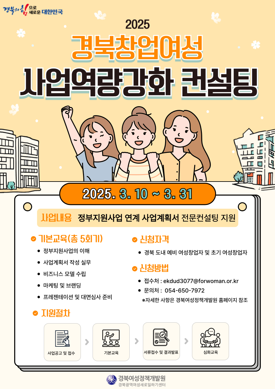 2025년 경북 창업여성 사업역량강화 컨설팅 참가자 모집