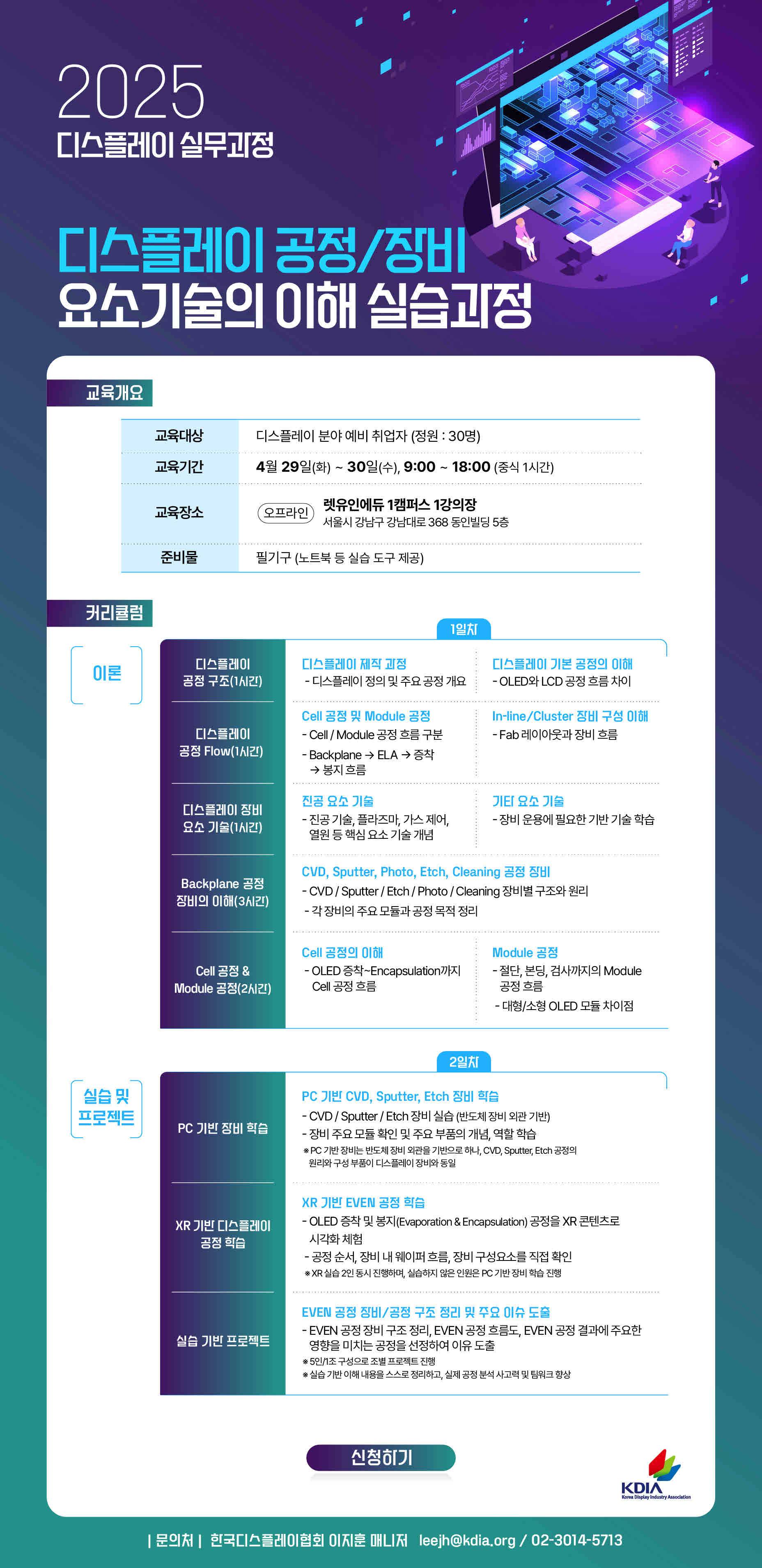[렛유인에듀] 2025 디스플레이 공정/장비 요소기술의 이해 실습과정