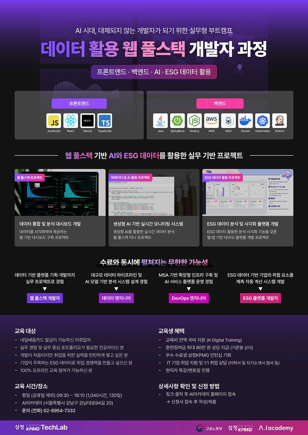 700여개 기업의 IT 문제 해결 노하우를 담은 삼정KPMG의 실무 기반 풀스택 개발자 과정 (Feat. AI + ESG)