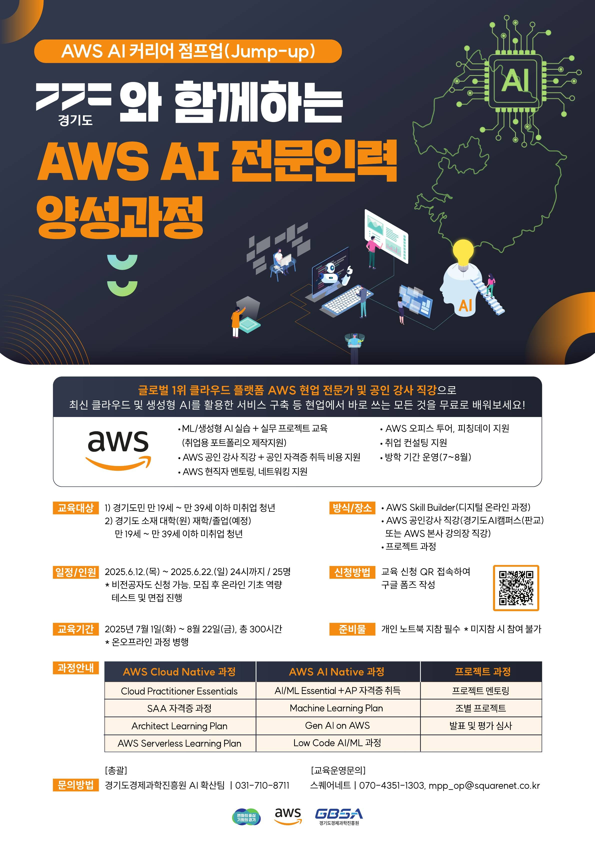 [전액 무료/경기도 청년 대상] AWS AI 전문인력 양성과정 교육생 모집