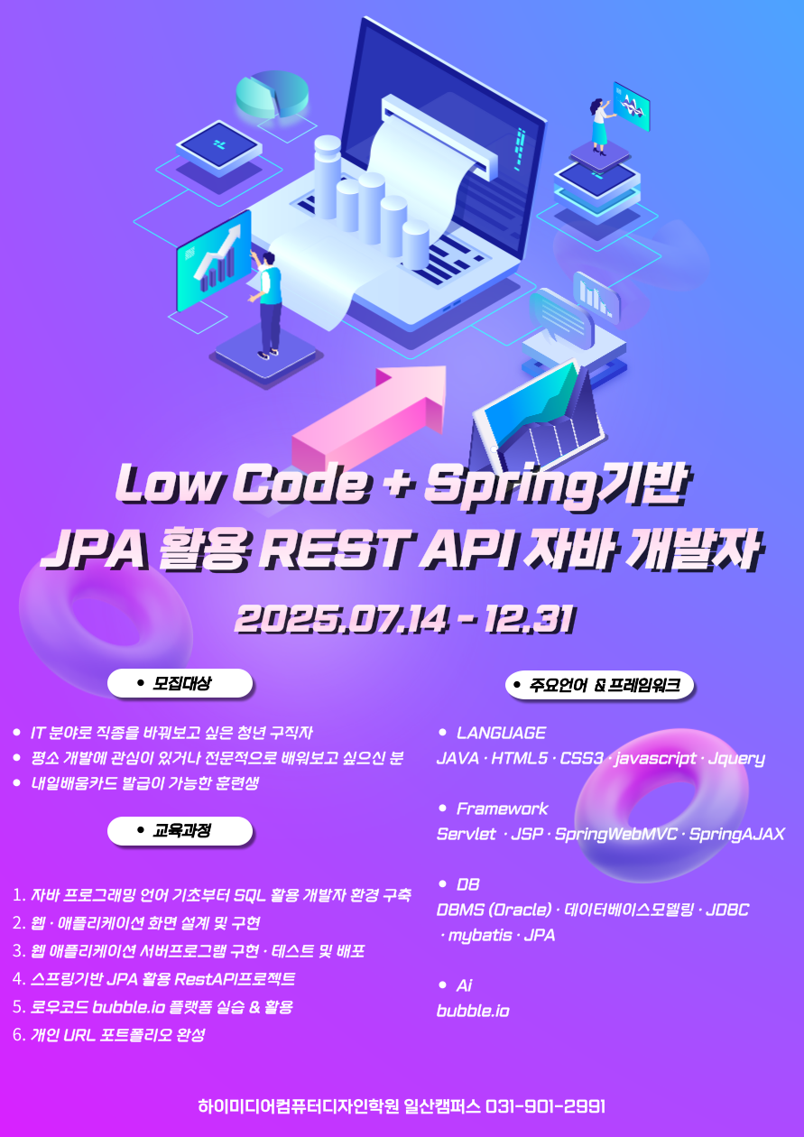 [일산·파주](산대특) 로우코드 + 스프링기반 JPA활용 RestAPI 자바 개발자 (양성)